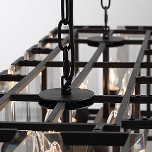 APBEAMLighting Crystal Rectangular Chandelier Modern Black Hanging