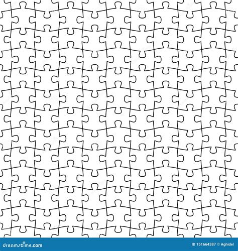 Jigsaw Puzzle Vector Seamless Pattern Blank Template Simple Black