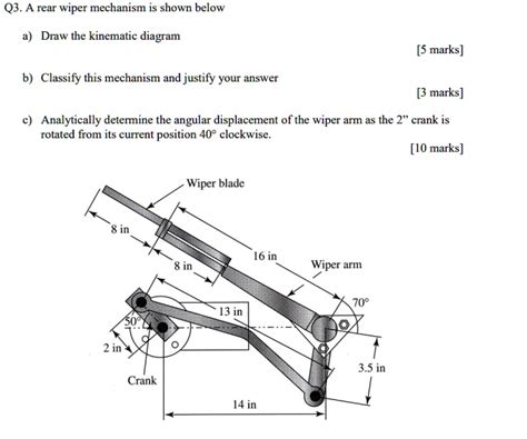 SOLVED Q3 A Rear Wiper Mechanism Is Shown Below A Draw The Kinematic