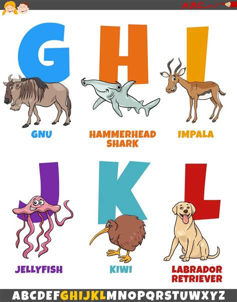 cartoon alphabet set with animal characters 1915697 Vector Art at Vecteezy