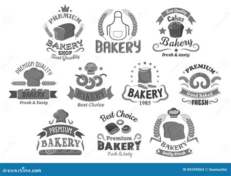 Iconos Del Vector De Los Postres De La Tienda Del Pan Y De La Panadería