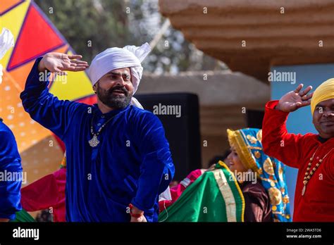 Portrait Of Male Artists From Haryana While Performing The Folk Dance