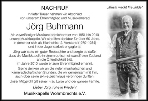 Traueranzeigen von Jörg Buhmann Augsburger Allgemeine Zeitung