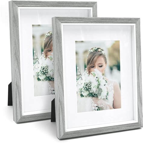 SUMGAR 8x10 Photo Frame Grey Wooden Deep Double Picture Frames With