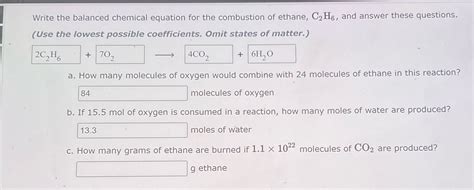 Solved Write The Balanced Chemical Equation For The Combustion Of