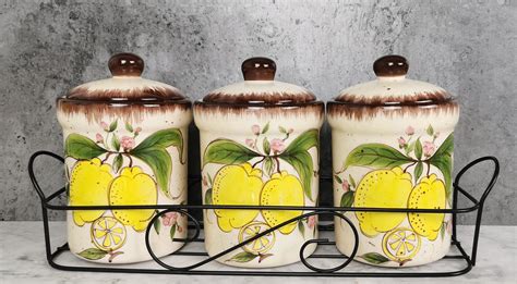 Lorren Home Trends Lemon 3 Piece Kitchen Canister Set And Reviews Wayfair