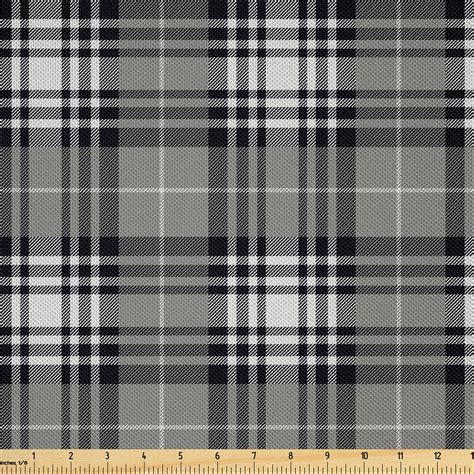 Ambesonne Checkered Fabric By The Yard Old Fashioned Plaid Tartan In