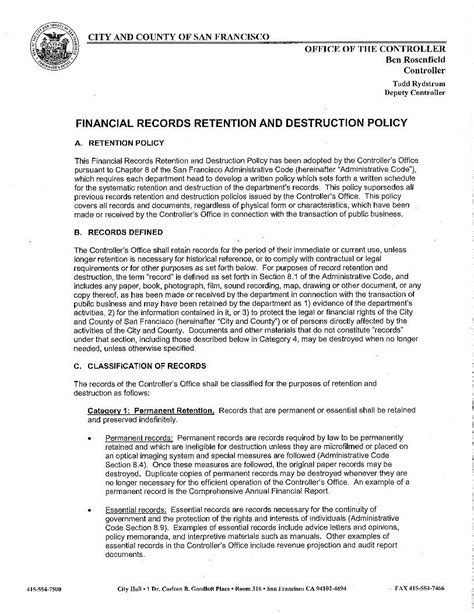 PDF FINANCIAL RECORDS RETENTION AND DESTRUCTION POLICY DOKUMEN TIPS