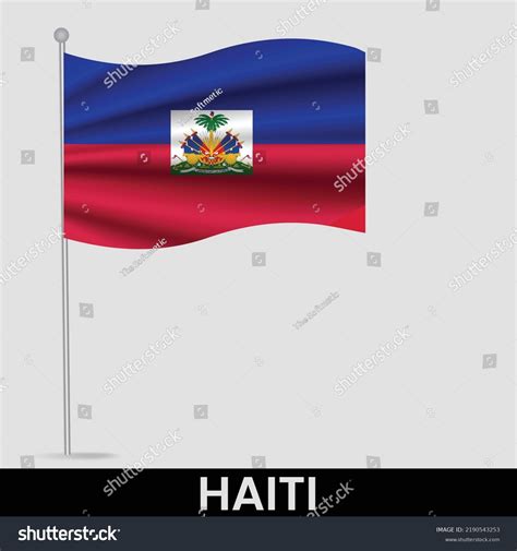 Waving Flag Haiti On Flagpole Template Stock Vector Royalty Free