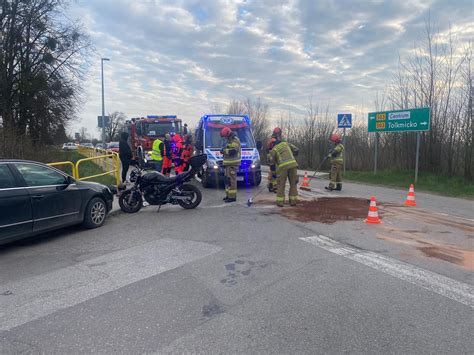 Elbląg Zderzenie samochodu osobowego z motocyklem na DW 503 z ul