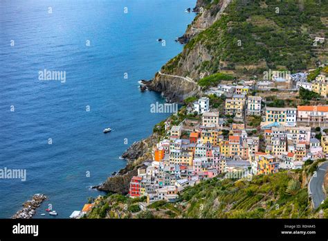 Cinque Terre Riomaggiore Aerial View Stock Photo Alamy