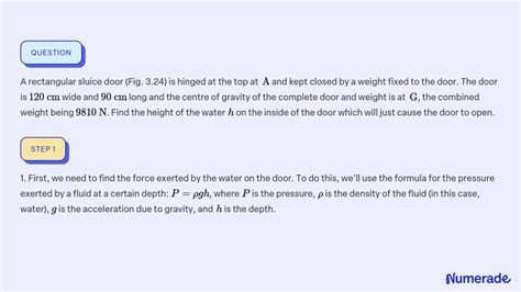 Solved A Rectangular Sluice Door Fig Is Hinged At The Top