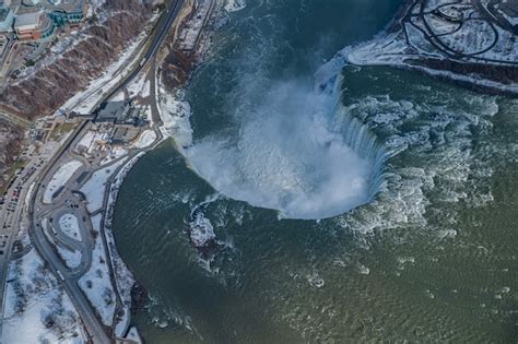 Vista A Rea De La Cascada Del Ni Gara Desde Helic Ptero En Canad