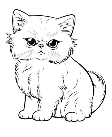 Cute Persian Cat Coloring Page Persian Cat Drawing Cat Face Drawing