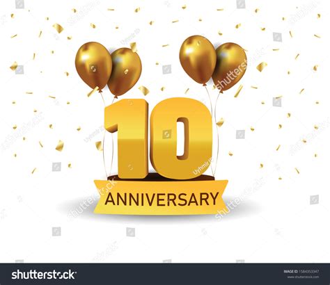 10 Anniversary Gold Numbers Golden Confetti Stock Vector Royalty Free 1584353347 Shutterstock