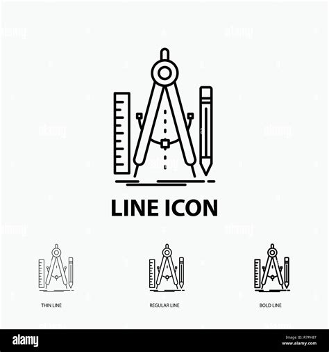 Build Design Geometry Math Tool Icon In Thin Regular And Bold Line