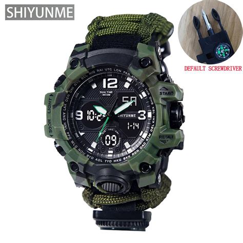 Shiyunme Military Sports Watch Men Led Digital Quartz Double Display