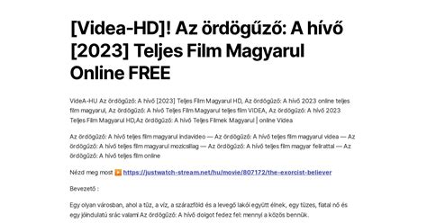 Videa HD Az ördögűző A hívő 2023 Teljes Film Magyarul Online FREE