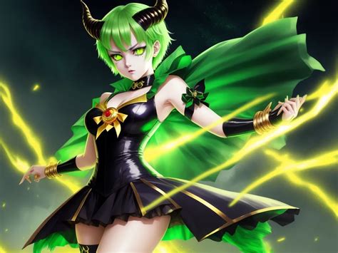 Ai Photo Manipulation Waifu Anime Demon With Horns Glowing Green Eye