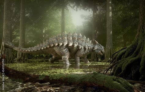 Dinosaur Ankylosaurus In The Forest Stock Illustration Adobe Stock