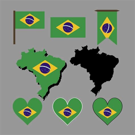 Brasil mapa y bandera de brasil vector ilustración Vector Premium