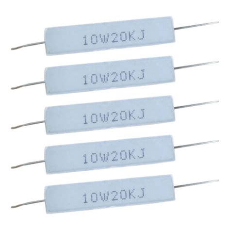 5PC 20K ohm 20KRΩJ 10 watt Axial Ceramic Cement Power Resistor 10W US