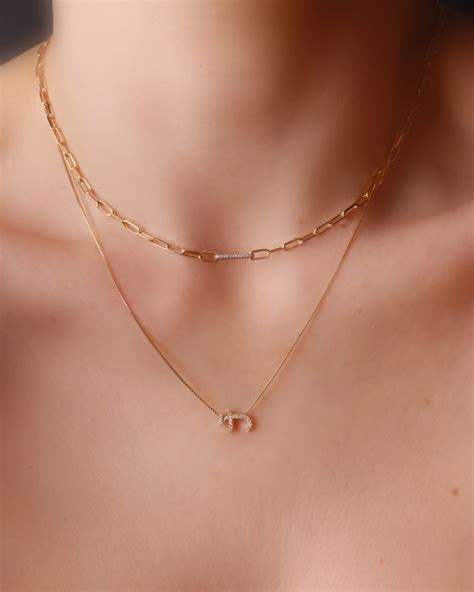 Chai Necklace In White Diamonds Malka Jewelry