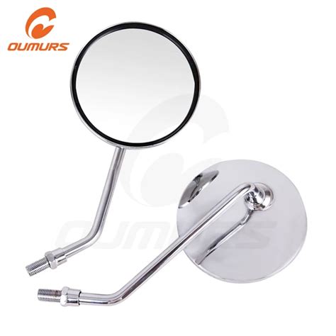 Oumurs Motorcycle Rearview Mirror Scooter Backside Mirrors Chrome 10mm