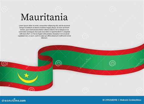 Ribbon Flag Of Mauritania Celebration Background Stock Illustration