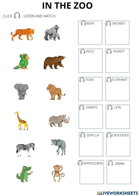 Zoo Animals Exercise For Beginners Live Worksheets Worksheets Library