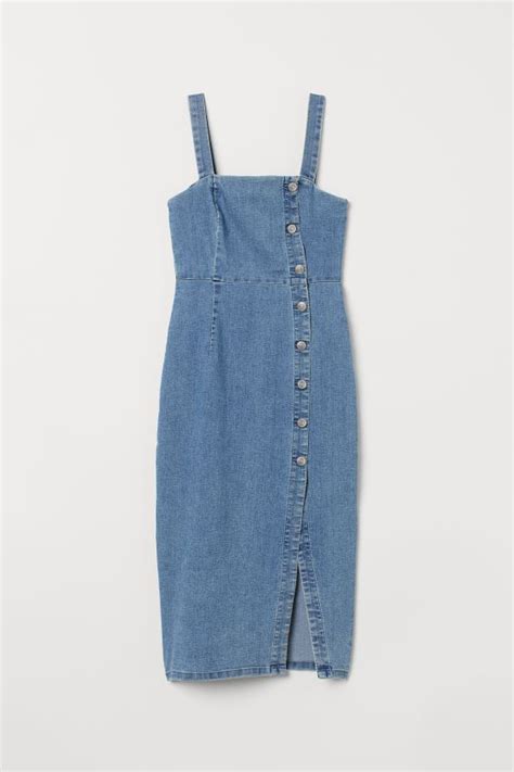 Fitted Denim Dress Light Denim Blue Ladies Handm Us 4 Fitted Denim