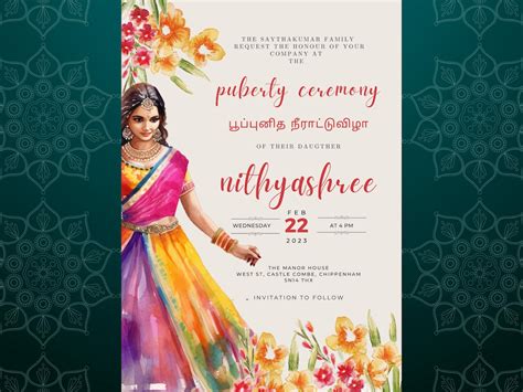 Buy Puberty Ceremony Invitation Half Saree Ceremony Invitation Instant