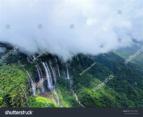 Seven Sisters Waterfall Meghalaya India Cherrapunjee Stock Photo
