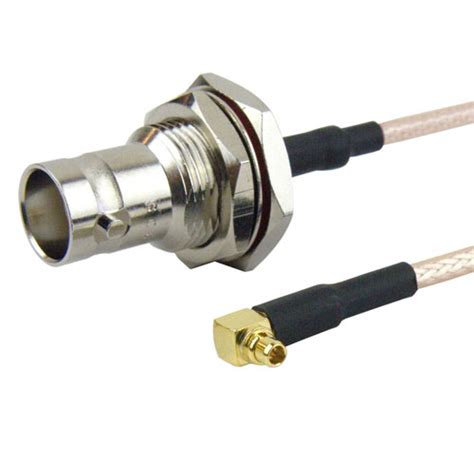 Ra Mmcx Plug To Bnc Female Bulkhead Cable Rg Coax In Inch