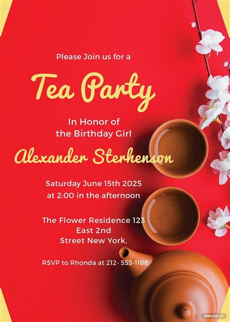 Free Printable Tea Party Invitation Template Party Invite Template