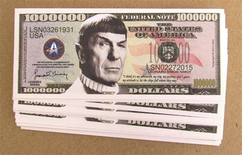 10 Leonard Nimoy Million Dollar Bills Novelty Million Money Etsy