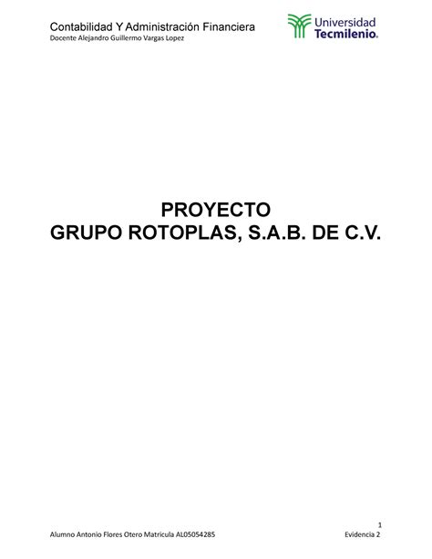 Contabilidad y administración financiera Evidencia 2 Docente