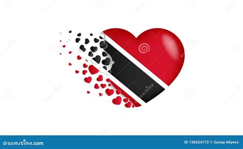 Bandera Nacional De Trinidad and Tobago En El Ejemplo Del Corazón Con