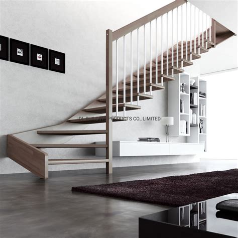 Modern Design Invisible Stringer Straight Floating Staircase Solid Wood