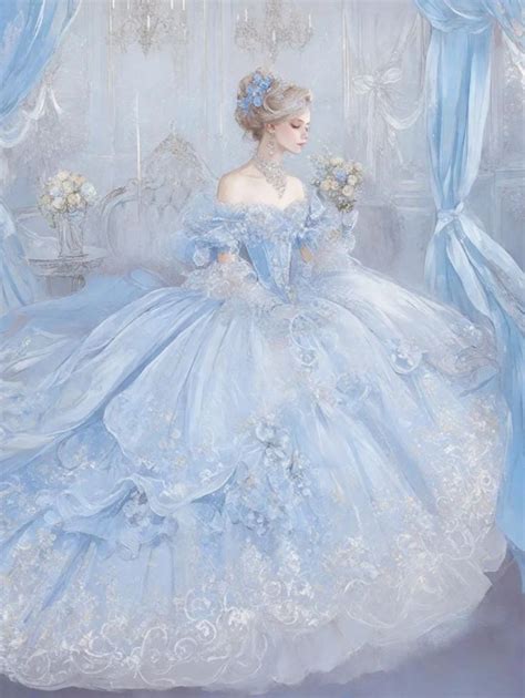 Pin By Sarah Matson On Art Blue Princess Aesthetic Fantasy Gowns