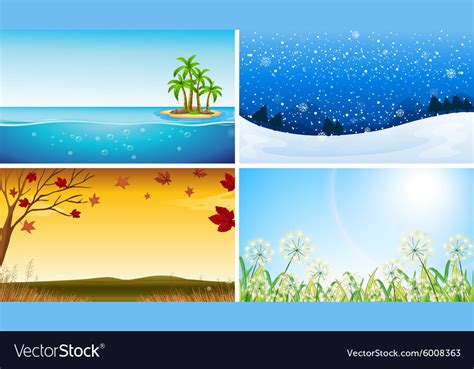 Four view of different seasons Royalty Free Vector Image