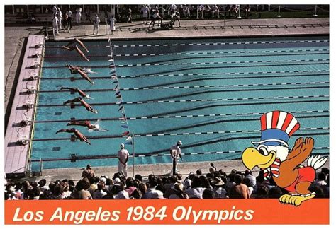 1984 Olympics Los Angeles Sam The Olympic Mascot Eagle Swimming USC ...