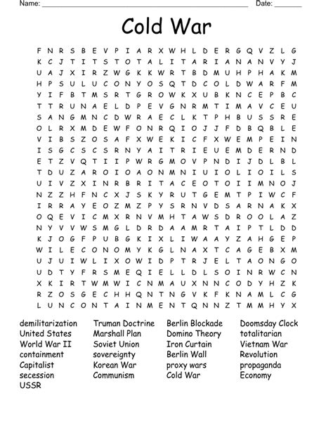 Cold War Crossword Puzzle Wordmint