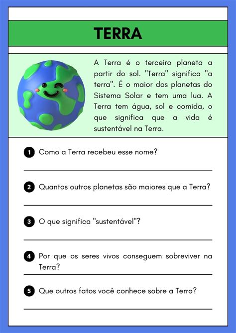 Atividade Sobre A Terra 1 Ano Image To U