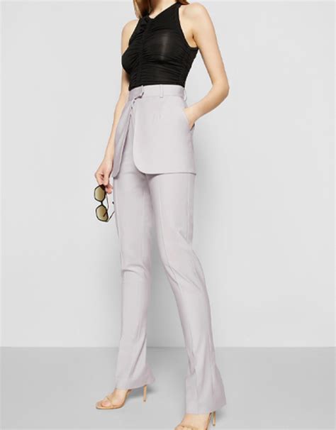 Materiel Tropical Wool Pants With Overlayer Belt Stoffhose Material