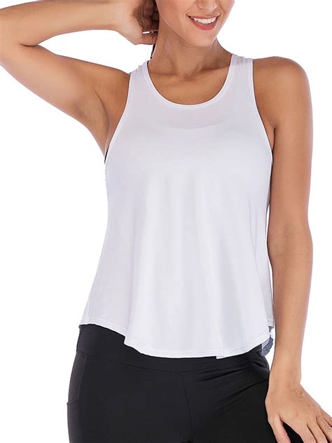 Women Sleeveless Casual Loose Sheer Cropped Vest Tank Tops Yoga Gym