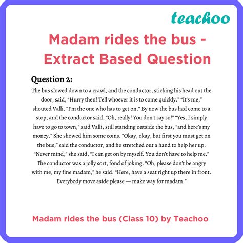 Madam Rides The Bus Extract Question First Flight English Class 10