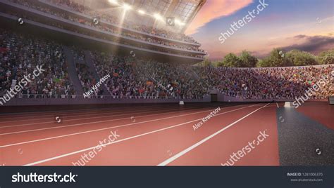 Professional Sport Track Field Athletics Stadium Stock Illustration