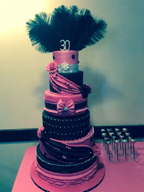 Black And Pink Glam Birthday Cake For My Sisters 30th