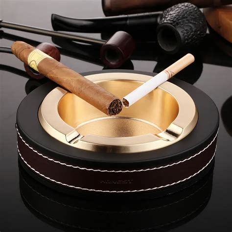 Ashtray Luxury Cigar Genuine Leather Metal Creative Boutique Large ...